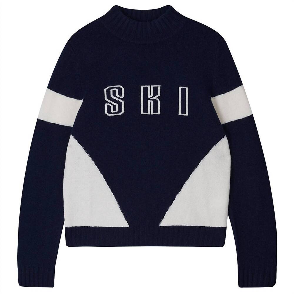 NEW JUMPER1234 women's contrast ski turtleneck sweater in cream & navy